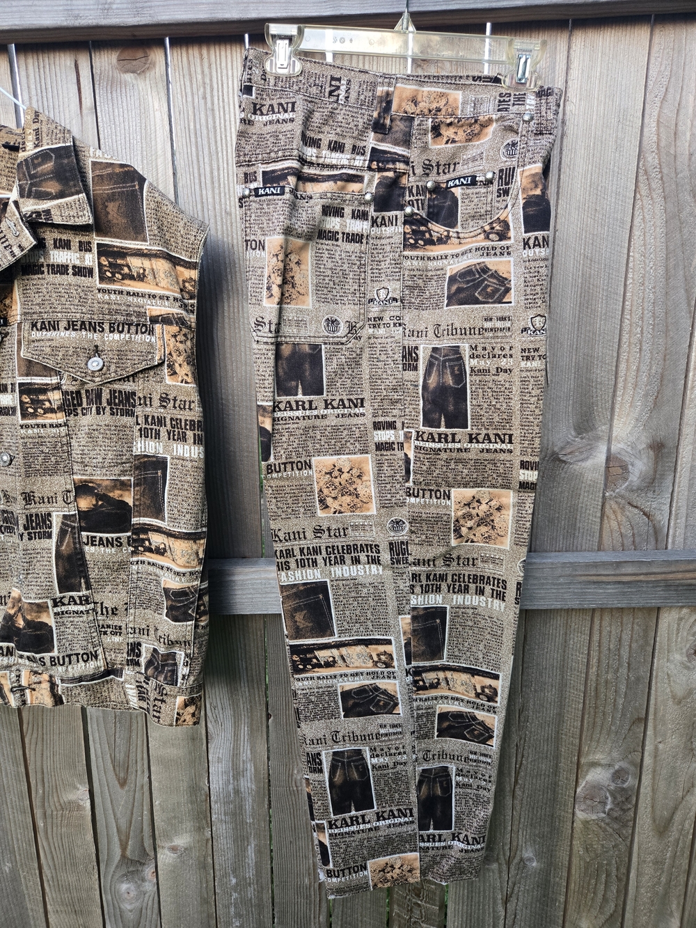Karl Kani Brown & Tan Vintage Newspaper-Print Denim Set - Picture 3 of 16